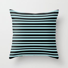 [ Thumbnail: Turquoise, Black, and Slate Gray Colored Stripes Pattern Throw Pillow ]