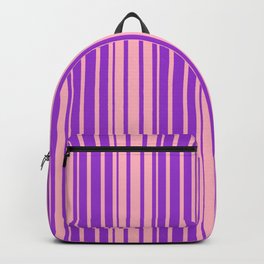 [ Thumbnail: Dark Orchid & Light Pink Colored Lined Pattern Backpack ]