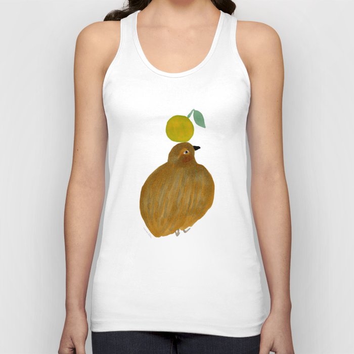 Fat Round Bird and Orange - Brown and Pink Tank Top
