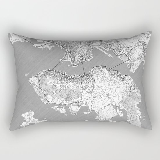 Hong Kong Map Line Rectangular Pillow