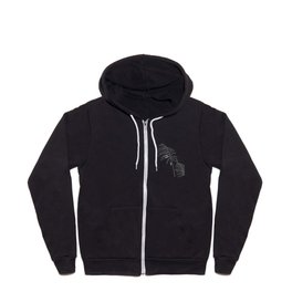 Abstract Parlour Palm Leaves Black and White Zip Hoodie
