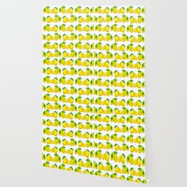 Lemons pattern in yellow and green leaves Wallpaper