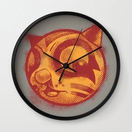 Red cat Rocka Rolla Wall Clock