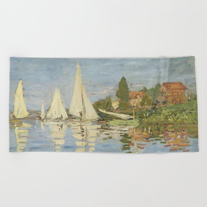 Regattas at Argenteuil by Claude Monet Beach Towel