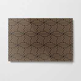 Black and Brown Geometric Shape Mosaic Pattern 2 Pairs DE 2022 Trending Color Brown Bear DE6140 Metal Print