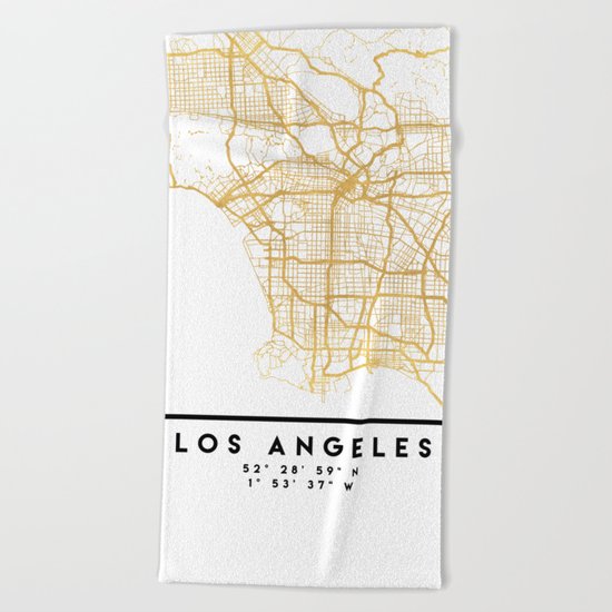 LOS ANGELES CALIFORNIA CITY STREET MAP ART Beach Towel