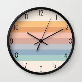 Pastel Retro Rainbow Stripes  Wall Clock