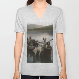 Dogs on a boat II color canine photograph portrait - photographs - photography V Neck T Shirt