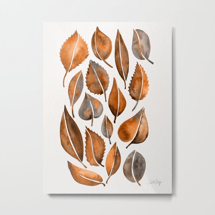 Cascading Leaves – Orange Palette Metal Print