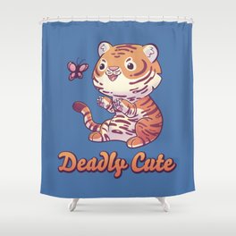 Deadly Cute Tiger // Kawaii, Big Cat, Animals Shower Curtain