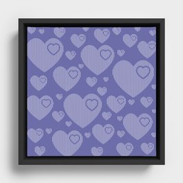 Forever In My Heart - Very Peri Stripes & Hearts #3 Framed Canvas