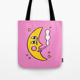 Sassy Lady Tote Bag | Graphic, Drawing, Illustration, Space, Moon, Flat, Feels, Stars, Crescentmoon, Pink 