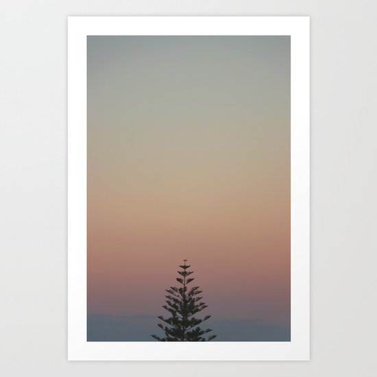 tree and sunset Art Print