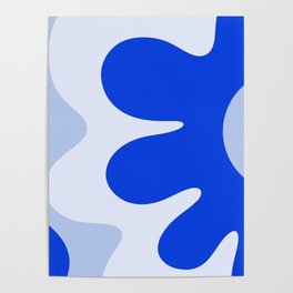 Happy Flower Retro Vibe Royal Blue and Light Blue Poster