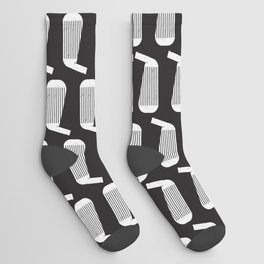Golf Club Head Vintage Pattern (Black/White) Socks