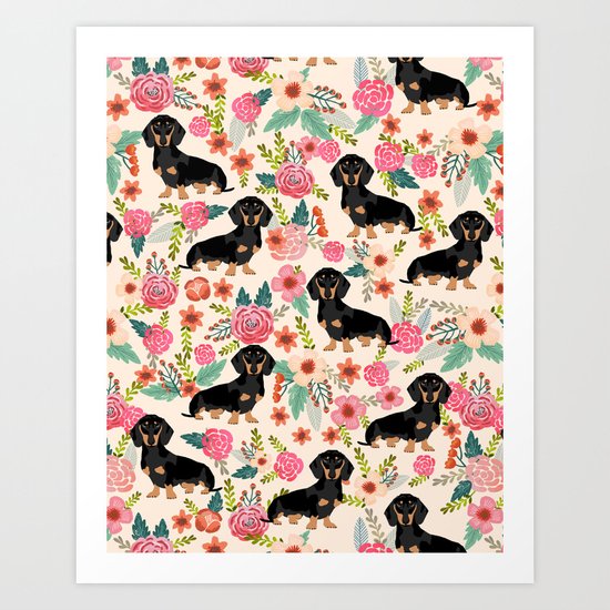 Dachshund doxie pet portrait hot dog weener dog breed funny small dogs puppy gifts for dachshund Art Print