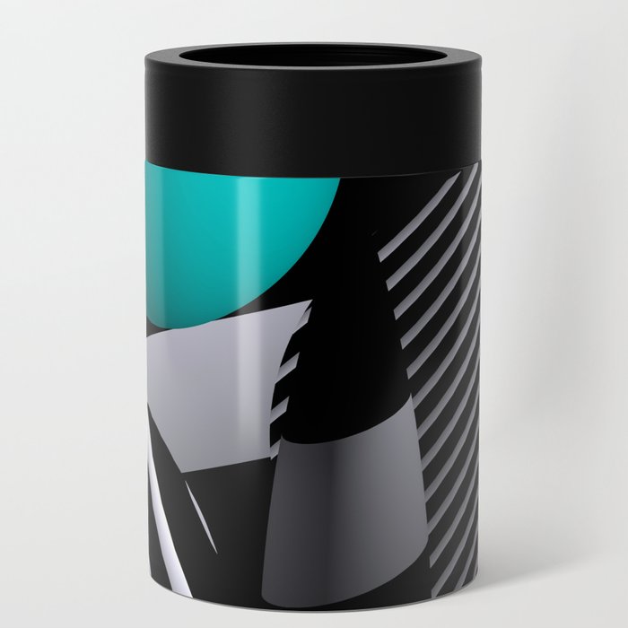 black and white and turquoise -200- Can Cooler