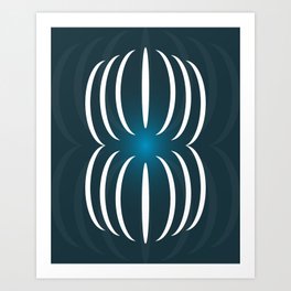 Lampions White Pattern On Teal Background Art Print