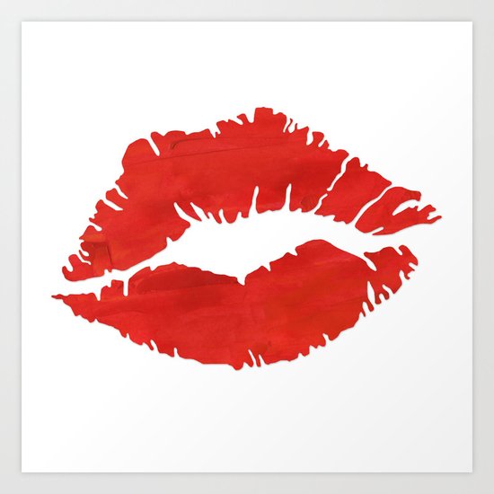 fire engine red lips Art Print