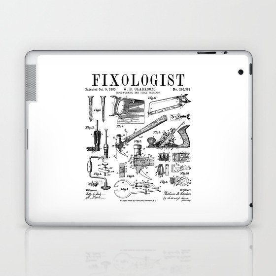 Fixologist Carpenter Carpentry Tools Vintage Patent Print Laptop & iPad Skin