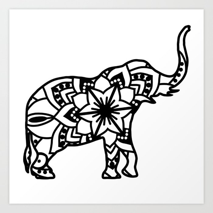 Elephant Mandala Art Print By My Blooming Book Society6