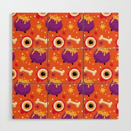 Halloween Flat Design Pattern Wood Wall Art