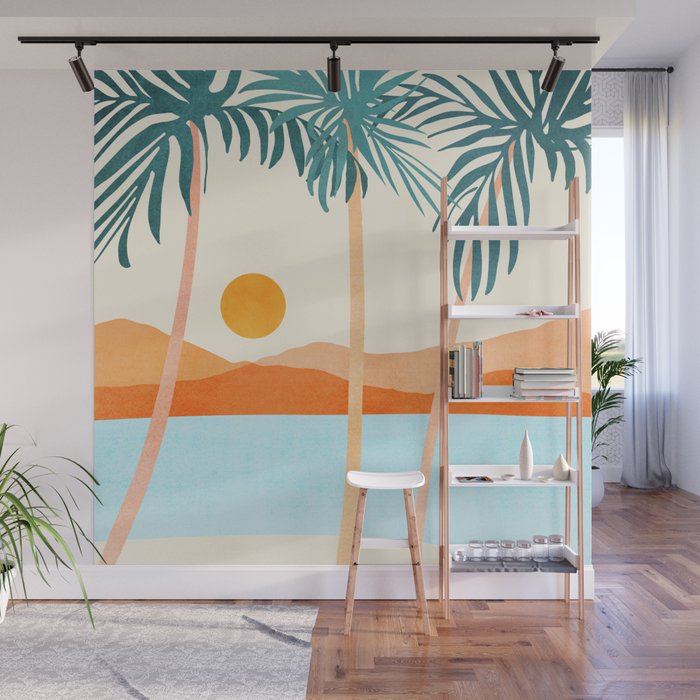 Palm Island Sunset Landscape Wall Mural