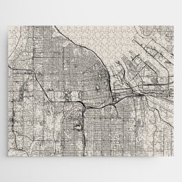 Tacoma, USA - City Map in Black and White - Aesthetic Jigsaw Puzzle