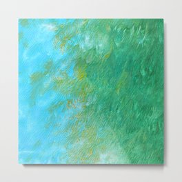 Seafoam Abstract Painting with Beachy Blue and Green Metal Print