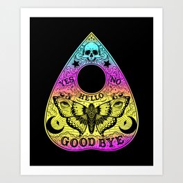 Ouija Planchette Board rainbow background Art Print