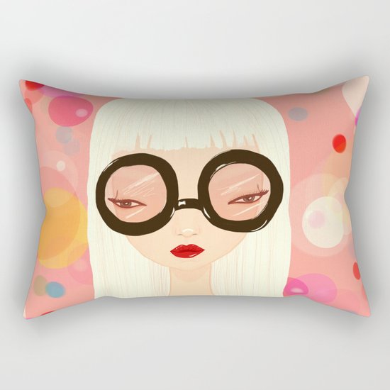Girl with big glasses (II) Rectangular Pillow