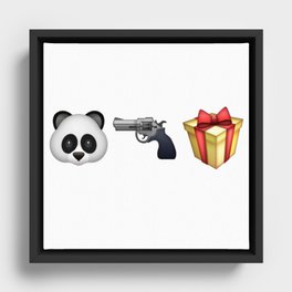 A Panda Next to a Gun Next to a Wrapped Gift (Shosanna, HBO Girls) Framed Canvas