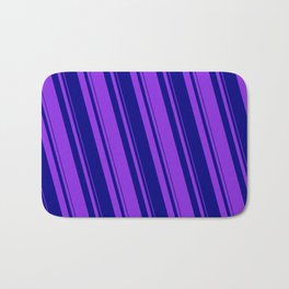 [ Thumbnail: Blue & Purple Colored Pattern of Stripes Bath Mat ]