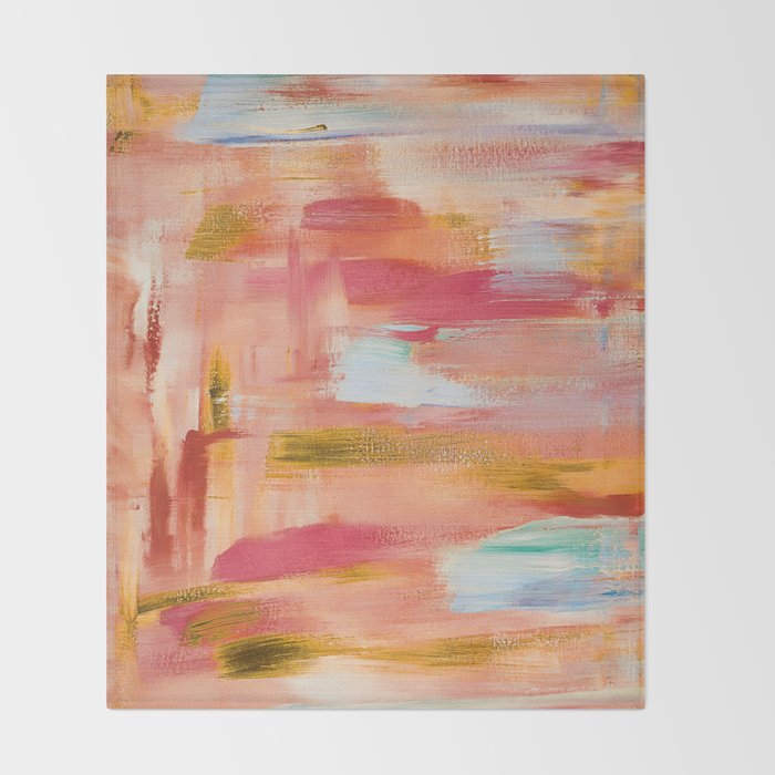 Champagne Laughter Minimal Acrylic Abstract Painting In Blush