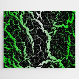 Cracked Space Lava - Green/White Jigsaw Puzzle