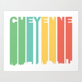 Retro 1970's Style Cheyenne Wyoming Skyline Art Print | City, Vintage, Wyoming, Cheyennewy, 1970S, Retro, Cheyenne, Cityscape, Skyline, Graphicdesign 