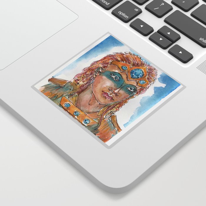 Watercolor Portrait Of A Warrior Girl In A Crown And Armor. Fan Art Skyrim Sticker By Art By Jeshta | Society6