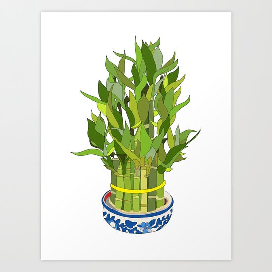 Lucky Bamboo in Porcelain Bowl Art Print