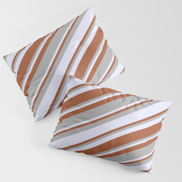 Lavender, Sienna & Dark Grey Colored Lines/Stripes Pattern Pillow Sham