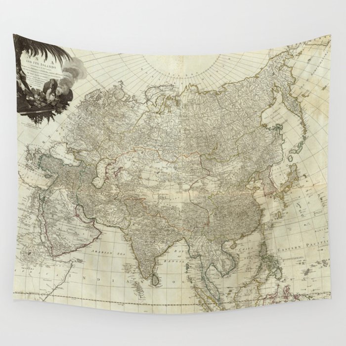 Vintage Map of Asia (1757) Wall Tapestry by BravuraMedia  Society6