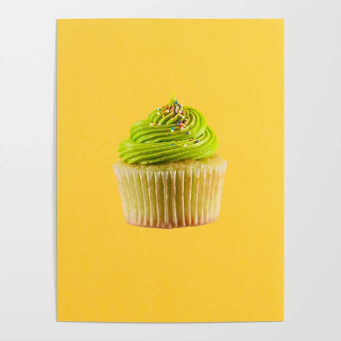 Cupcake Love | Lime Sprinkles on Sunshine Yellow Poster