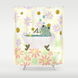 Bath time with Frog Shower Curtain