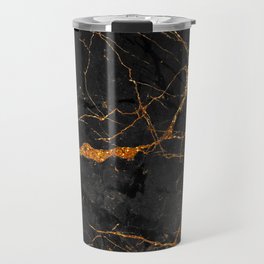 Black Malachite Marble With Gold Veins Travel Mug