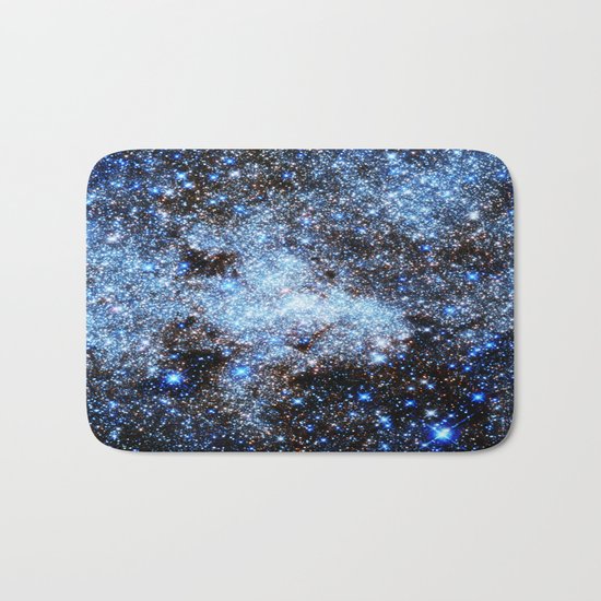 gAlaxY : Blue Sparkle Stars Bath Mat