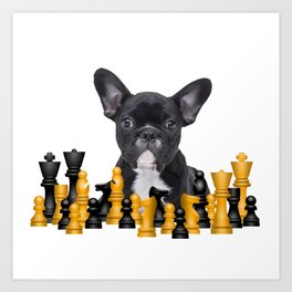 Chess game French Bulldog #chess Art Print