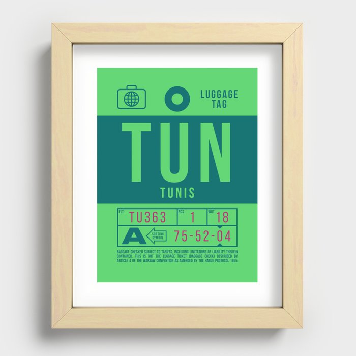 Luggage Tag B - TUN Tunis Tunisia Recessed Framed Print