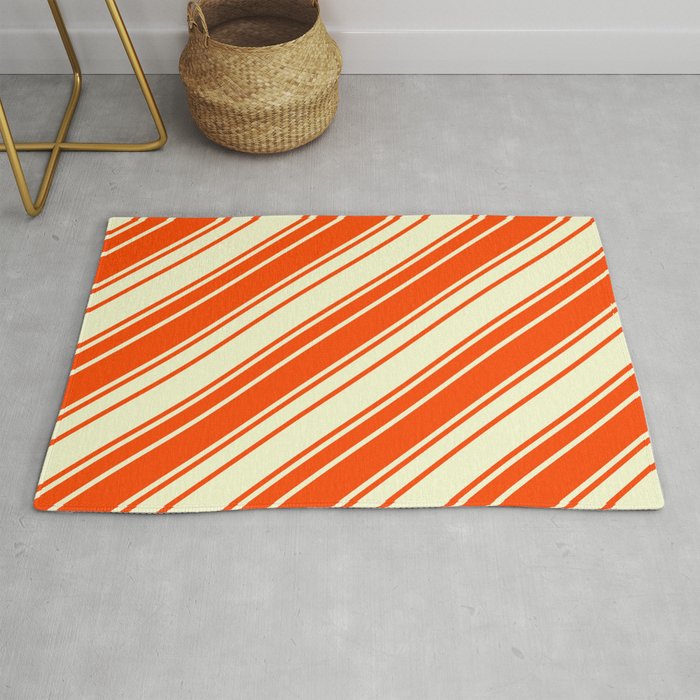 Red & Light Yellow Colored Lines/Stripes Pattern Rug