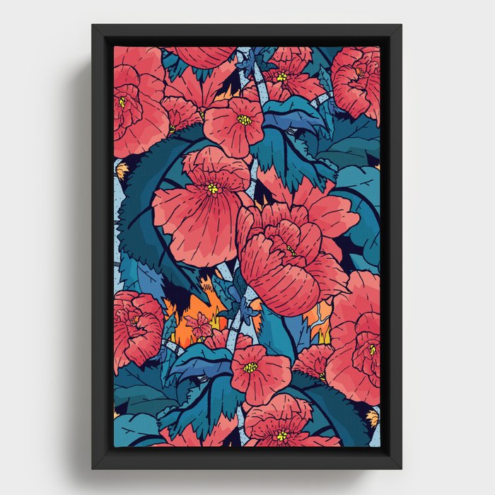The Red Flowers Framed Canvas