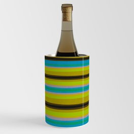 Vintage serape stripes, green & blue Wine Chiller