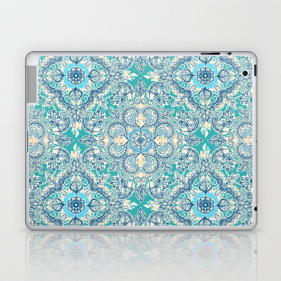 Gypsy Floral in Teal & Blue Laptop & iPad Skin